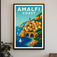 Amalfi Coast Poster Wall Art Mediterranean Scenic Print