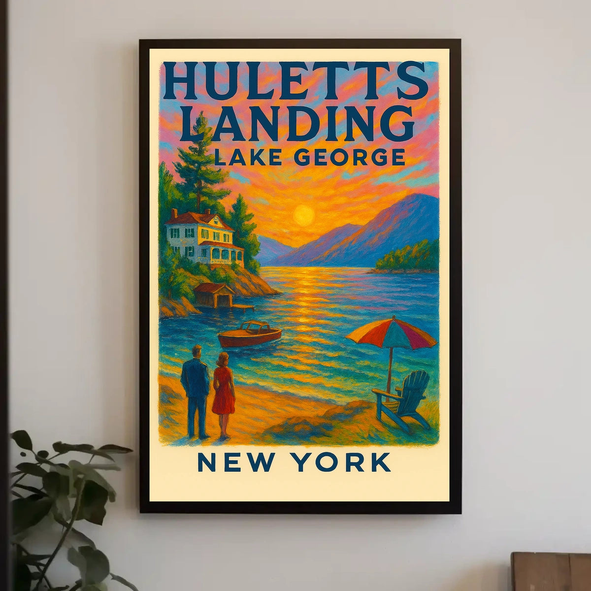 Huletts Landing Sunset Vintage Travel Poster