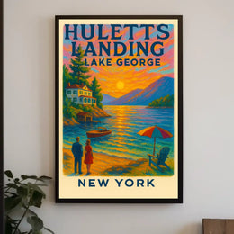 Huletts Landing Sunset Vintage Travel Poster