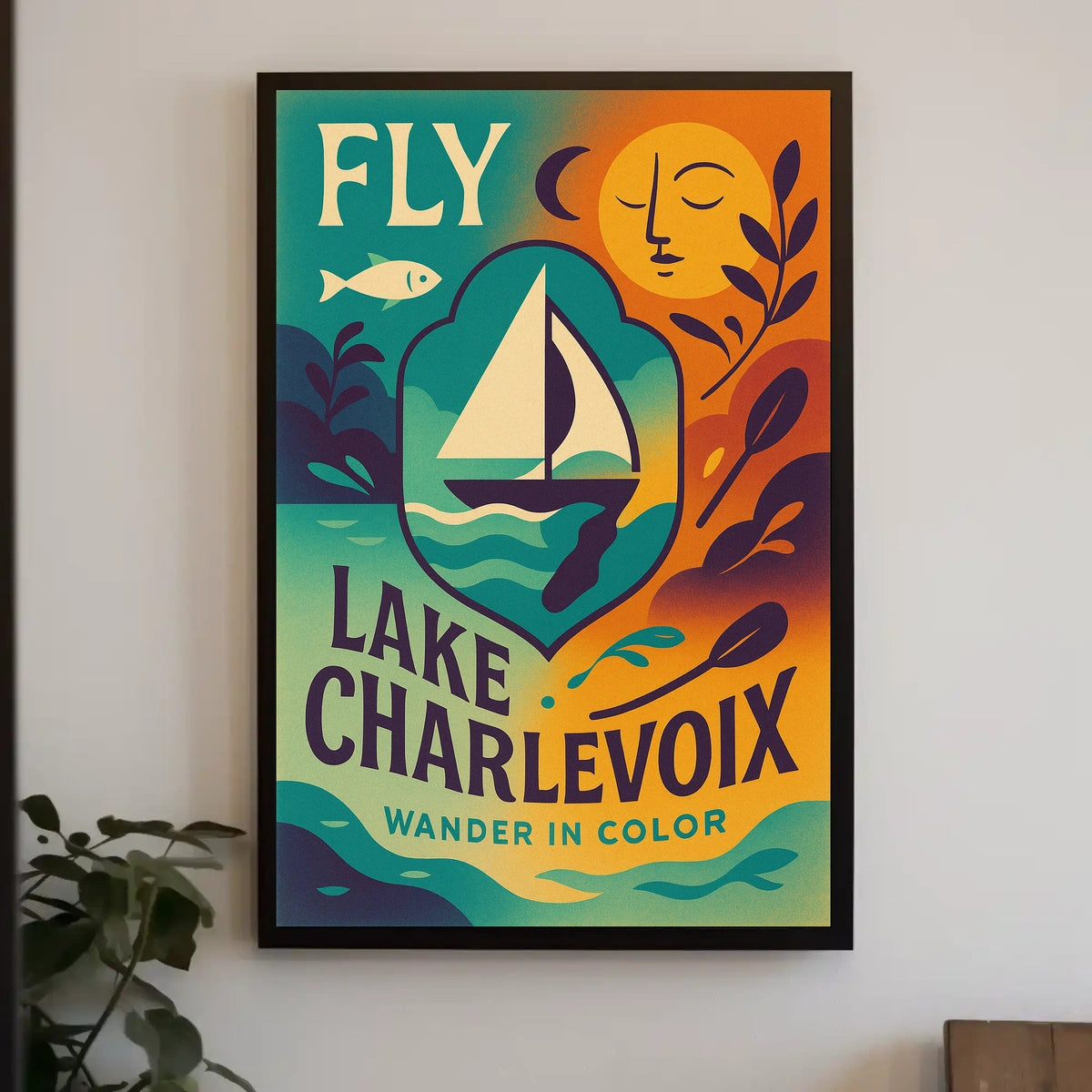 Lake Charlevoix Vibrant Adventure Destination Travel Poster