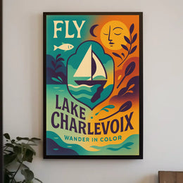 Lake Charlevoix Vibrant Adventure Destination Travel Poster