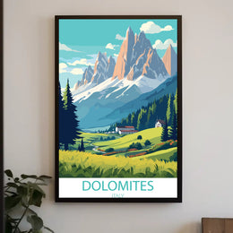 Dolomite Peaks Italy: Vintage Travel Art Poster