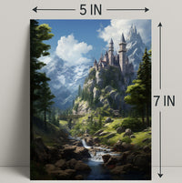 Enchanted Mountain Castle Poster PosterGoat