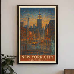 New York City Mosaic Realism Poster
