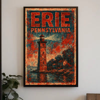 Erie Lighthouse Coastal Scenic Vintage Gift Poster
