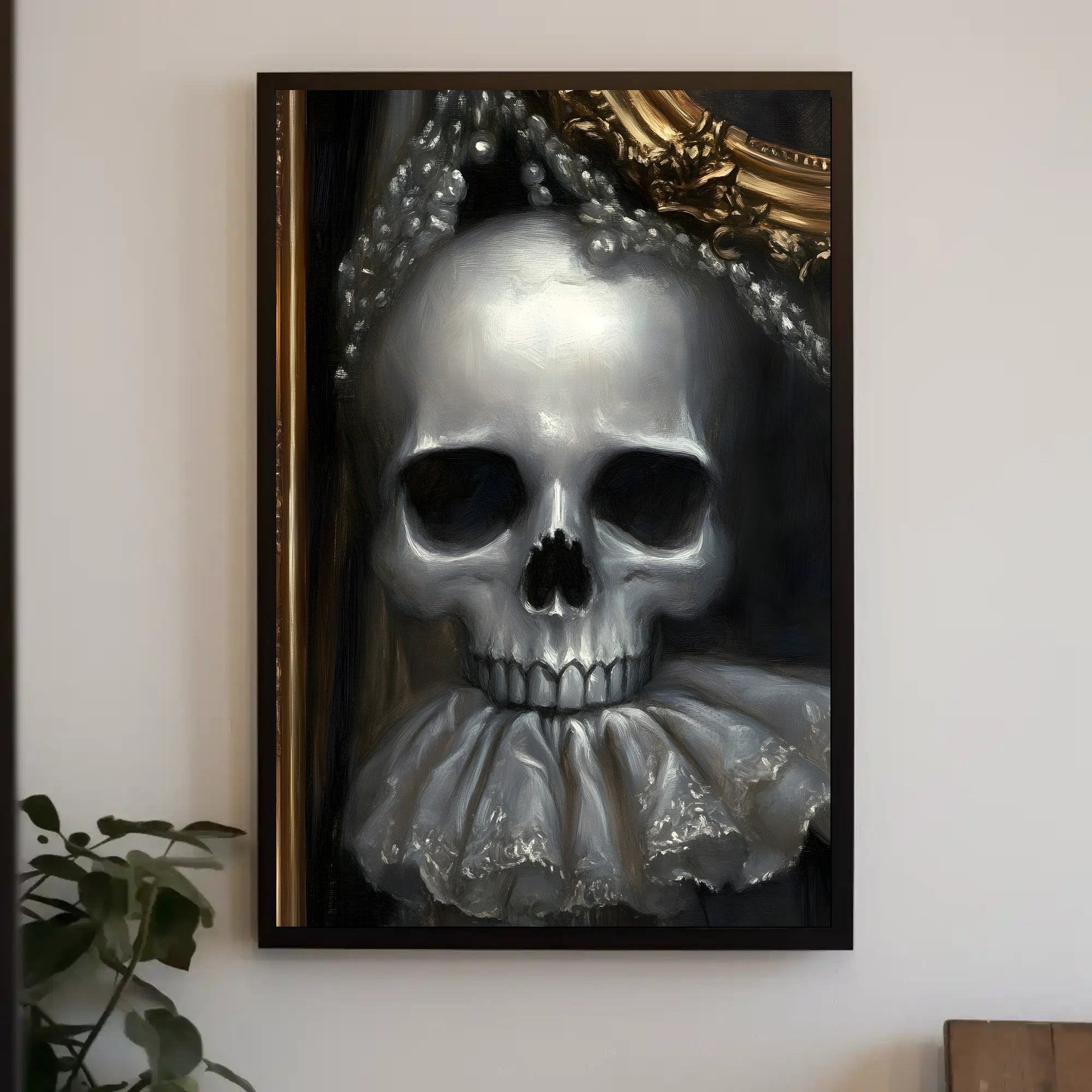 Eerie Skull with Ornate Collar: Abstract or Artistic Poster PosterGoat