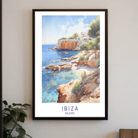 Ibiza Coastal Serenity Vintage Travel Poster PosterGoat
