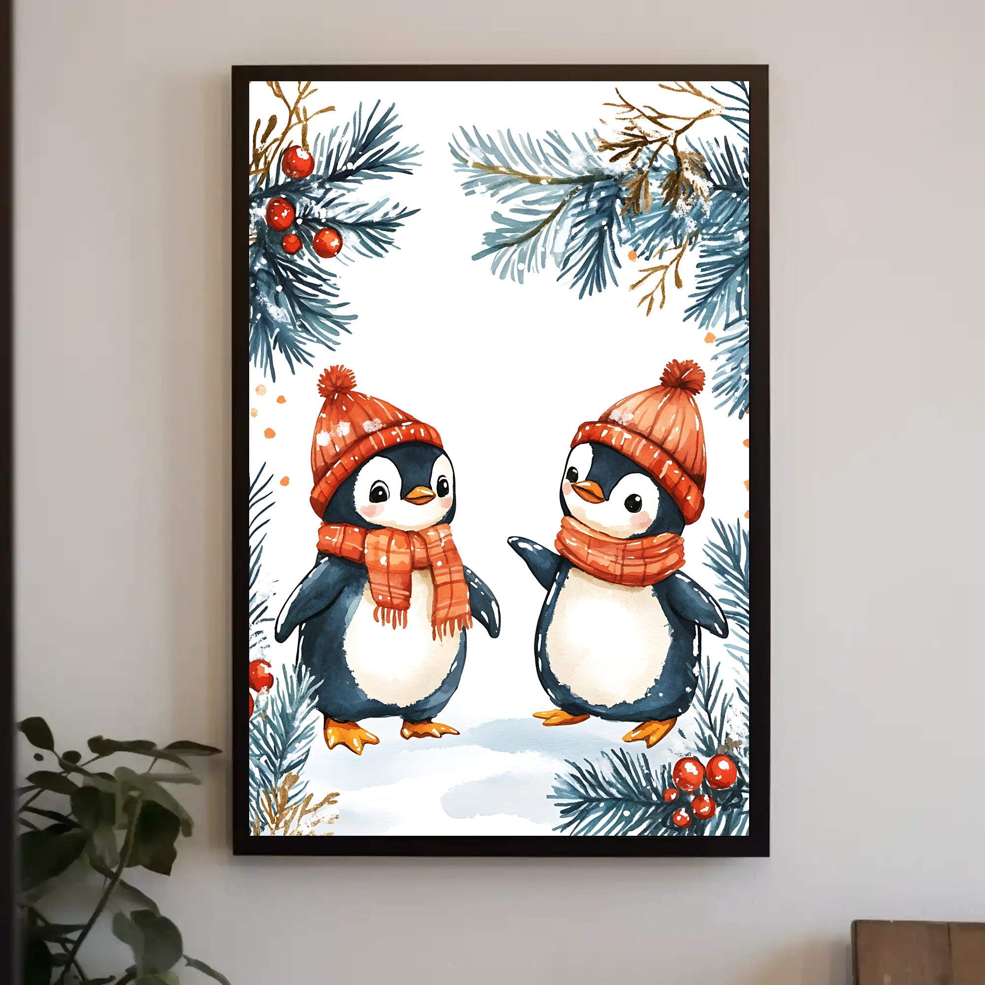 Festive Penguins Winter Wonderland Animal Poster