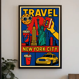 New York City Bold Colorful Skyline Poster Modern Wall Art