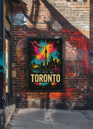 Vibrant Toronto Travel Poster with Iconic City Landmarks