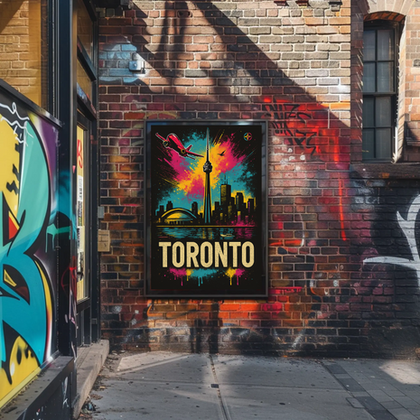 Vibrant Toronto Travel Poster with Iconic City Landmarks