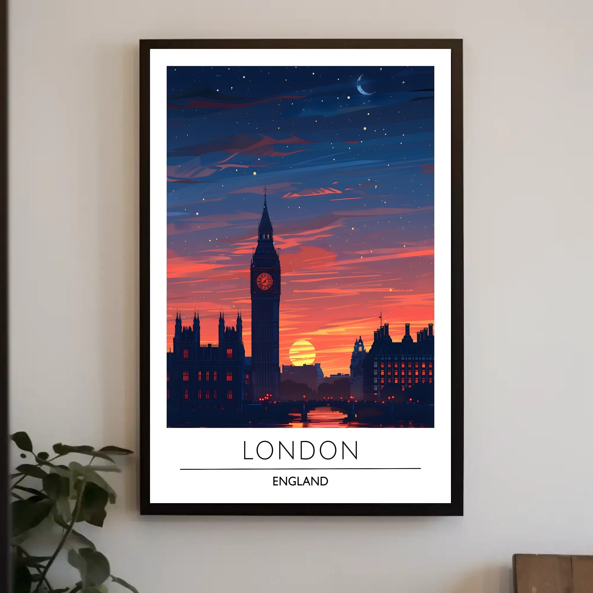 London Sunset Cityscape Illustration - Urban or Cityscape Poster