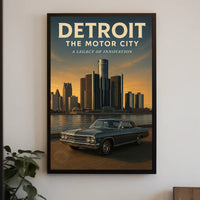 Detroit The Motor City Vintage Poster Print PosterGoat