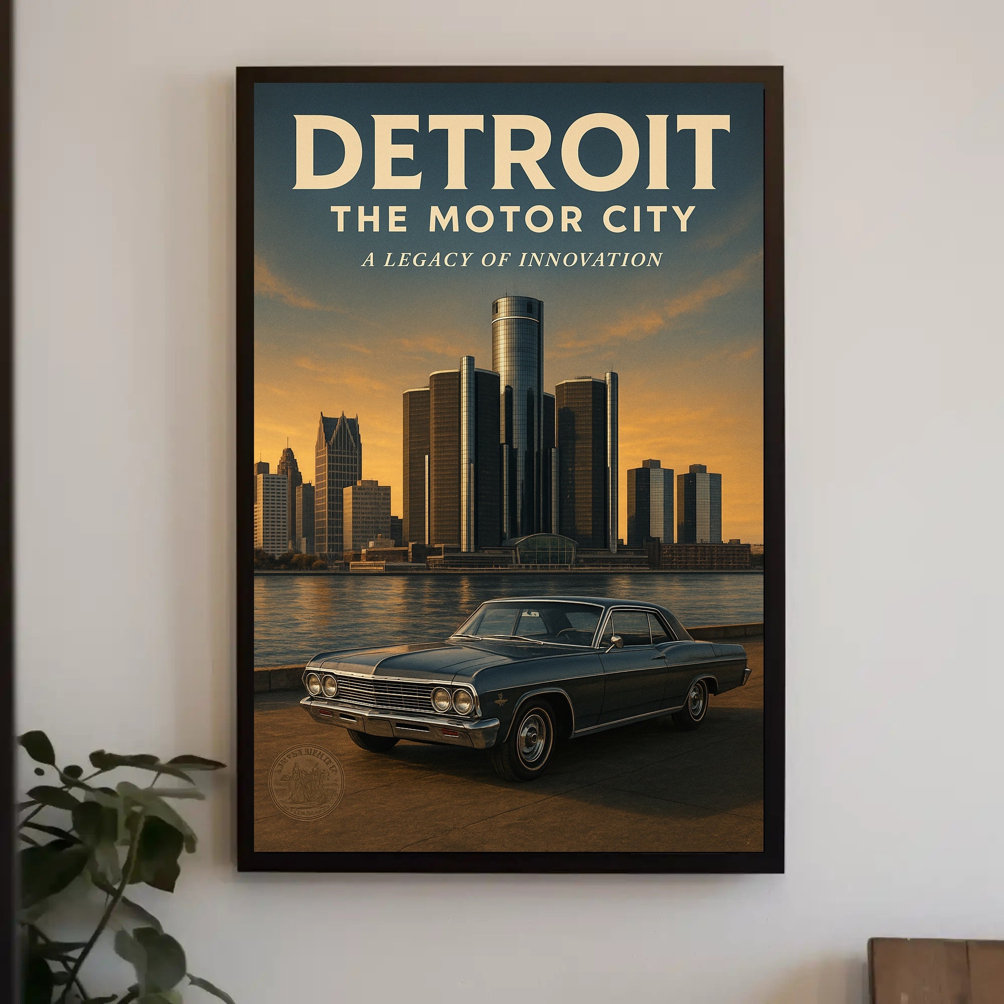 Detroit The Motor City Vintage Poster Print PosterGoat