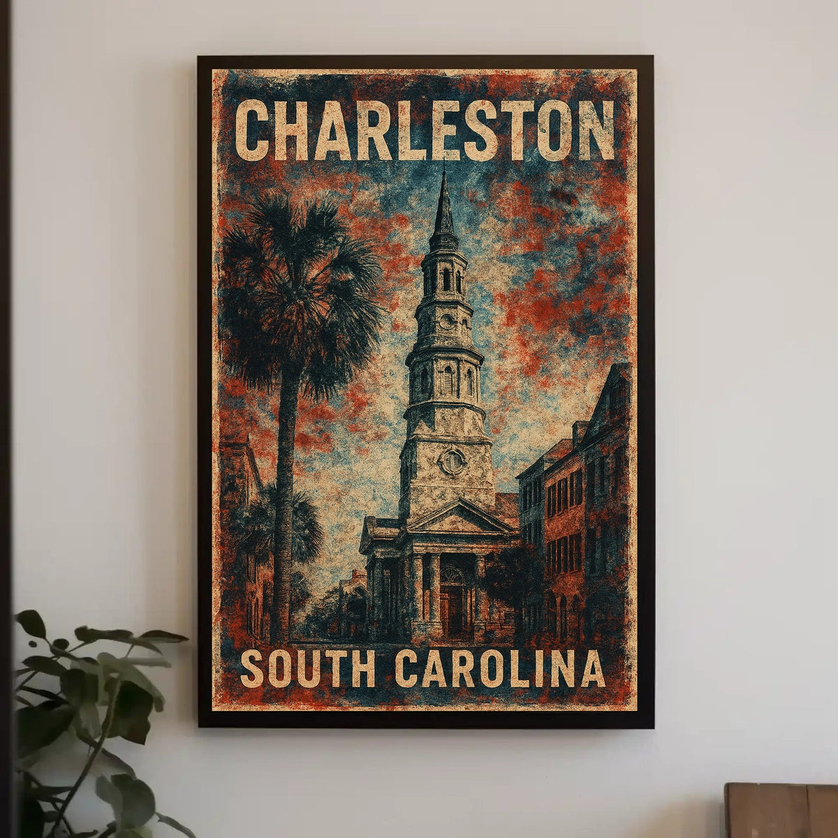 Charleston South Carolina Vintage Coastal Travel Poster