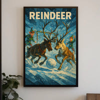 Whimsical Reindeer Winter Wonderland Holiday Poster