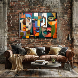 Cubist Faces Abstract Modern Art Poster Print