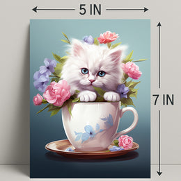 Kitten In A Teacup Poster PosterGoat