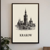 Krakow Architectural Illustration Poster