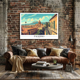 PALERMO Italian Cityscape Travel Poster