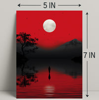Solitary Reflection Under A Crimson Sky Poster