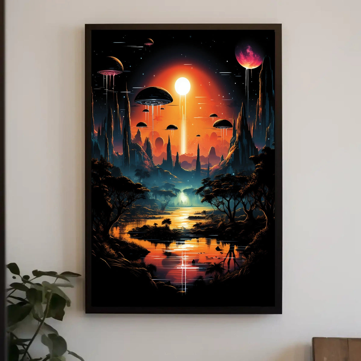Alien Landscape At Sunset Poster