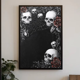 Gothic Skull and Roses Art Poster - Artistic Poster
