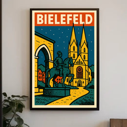 Bielefeld A Nighttime Cityscape Poster
