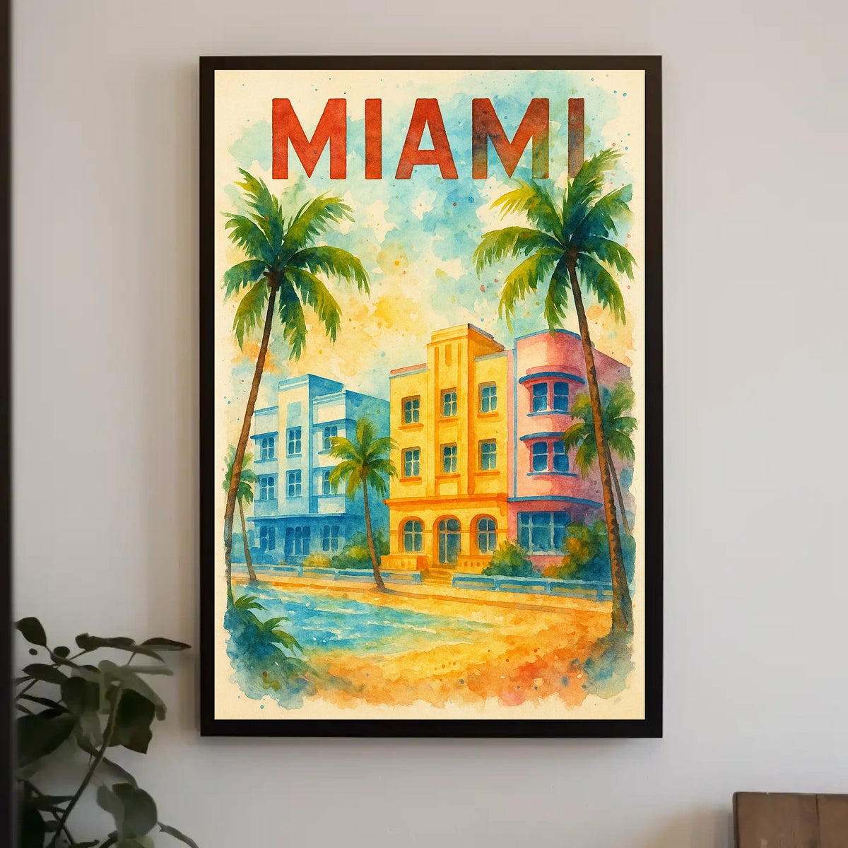 Vibrant Miami Art Deco Travel Poster