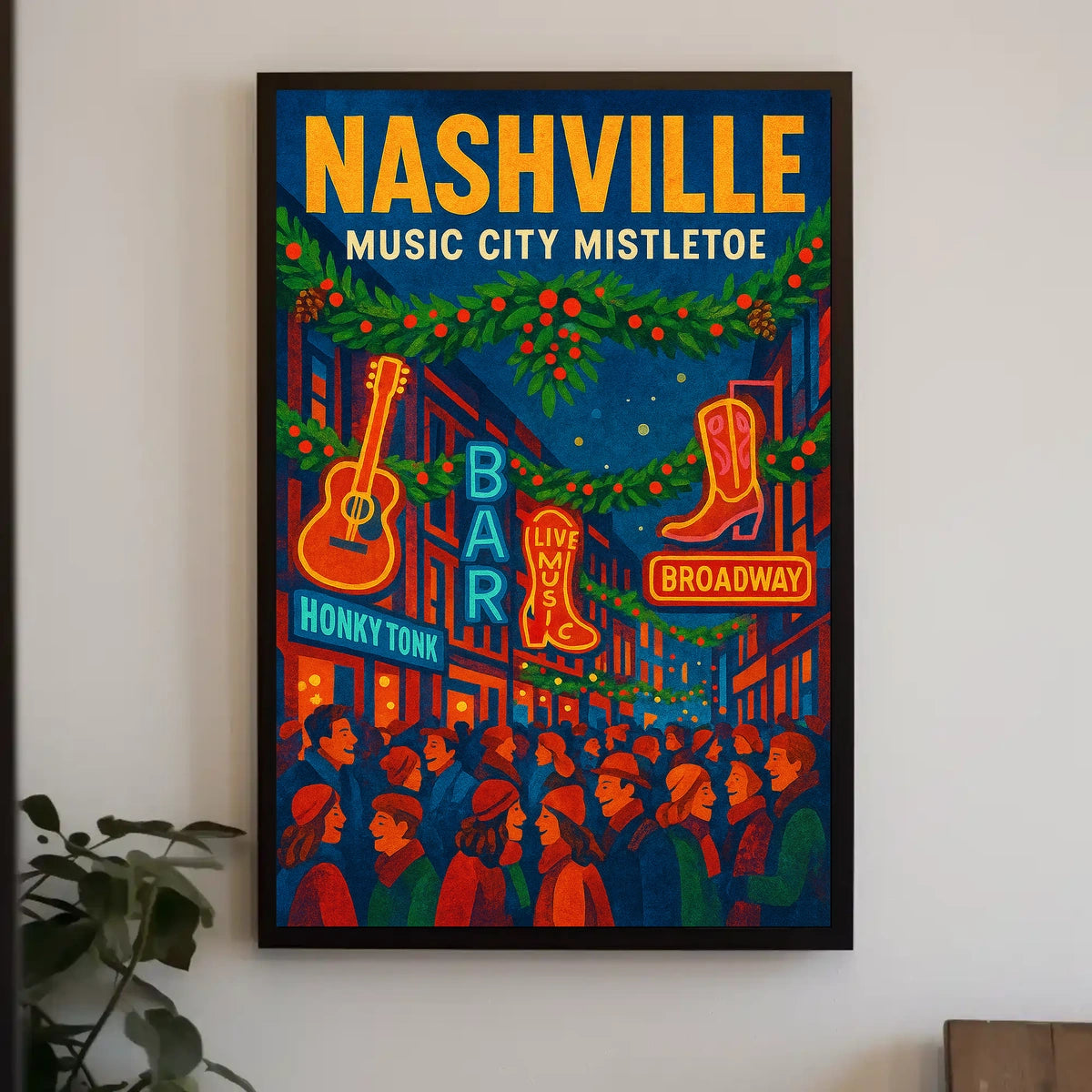 Nashville Music City Mistletoe Poster