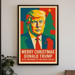 Trump Christmas Spirit Illustration Celebrating Presidential Legacy Poster