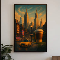 New York City Poster Modern Urban Nightlife Wall Art