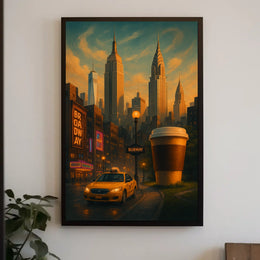 New York City Poster Modern Urban Nightlife Wall Art