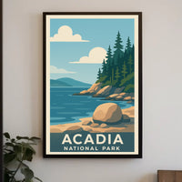 Acadia National Park Vintage Wanderlust Poster