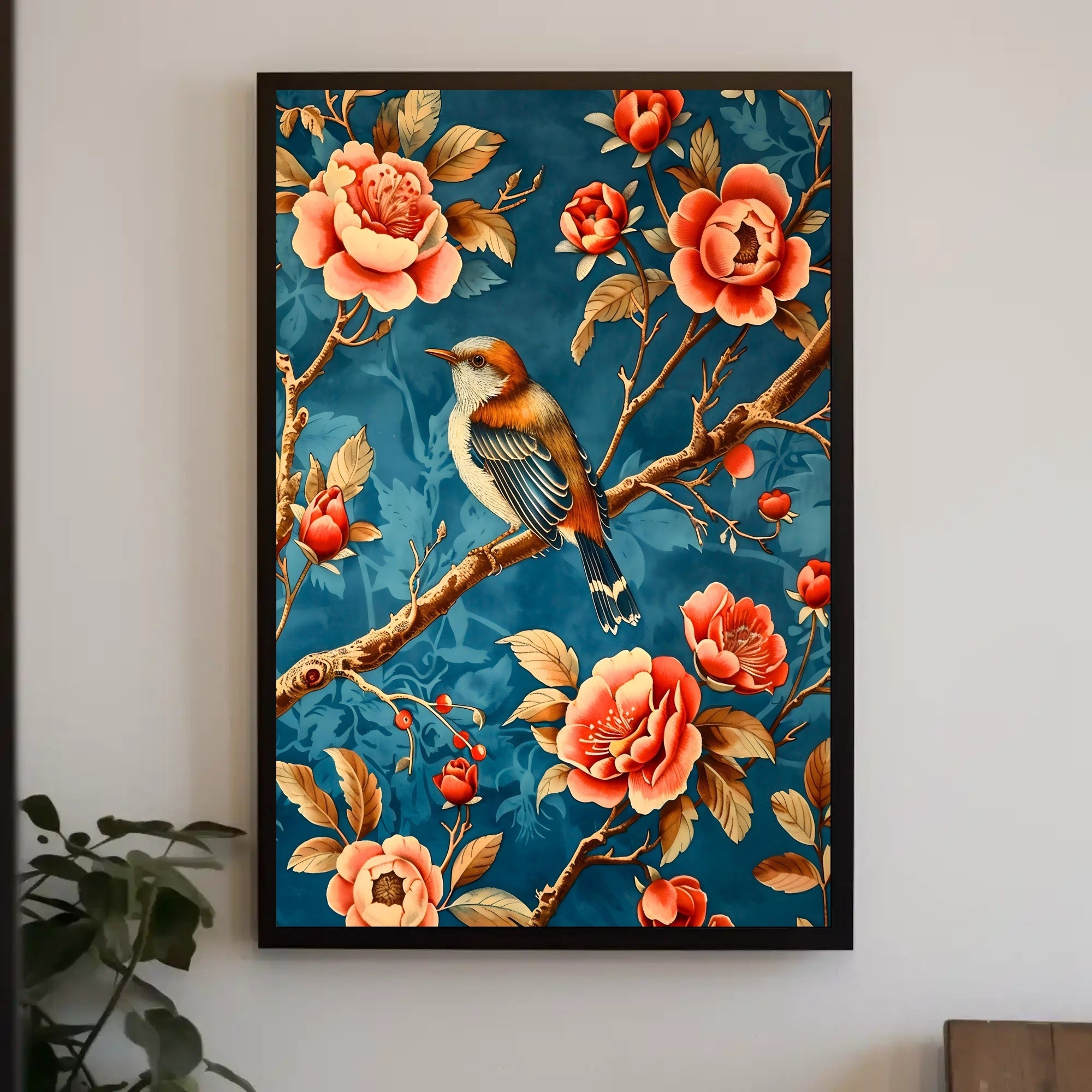 Bird Among Blossoms Wall Art Print