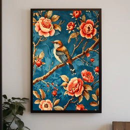 Bird Among Blossoms Wall Art Print