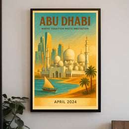 Abu Dhabi Fusion Vintage Travel Art Travel Poster