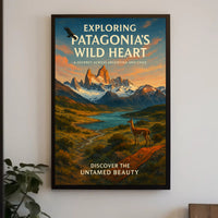 Majestic Patagonia Landscape with Llama Travel Poster