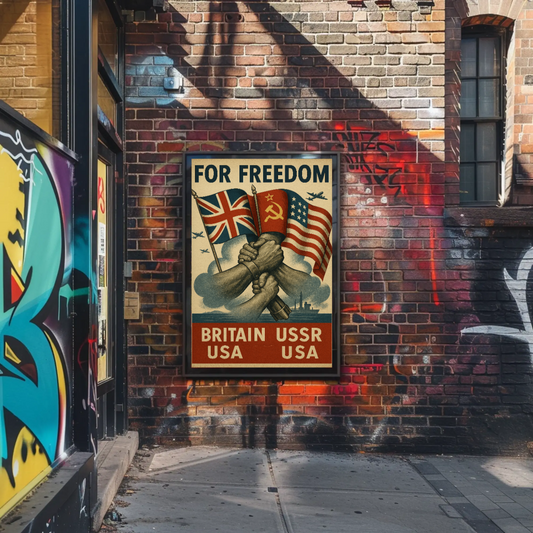 Allied Unity for Freedom WWII Propaganda Poster