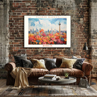 Vibrant Berlin Flower Market Skyline Urban or Cityscape Poster