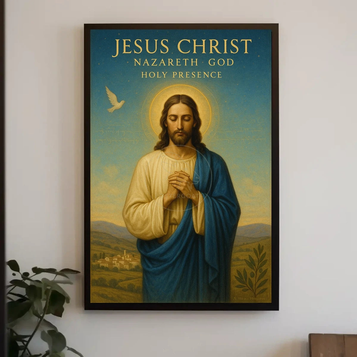 Religious Figure Prayer Scene: Cultural or Heritage Poster