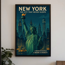 New York City Downtown Skyline Poster Modern Wall Art