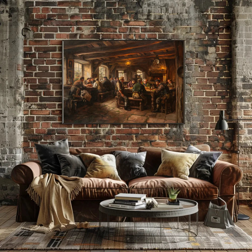 19th Century Tavern Scene Rustic Art Poster