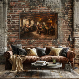 19th Century Tavern Scene Rustic Art Poster