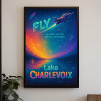 Fly Adventures Over Lake Charlevoix Futuristic Sci-Fi Poster