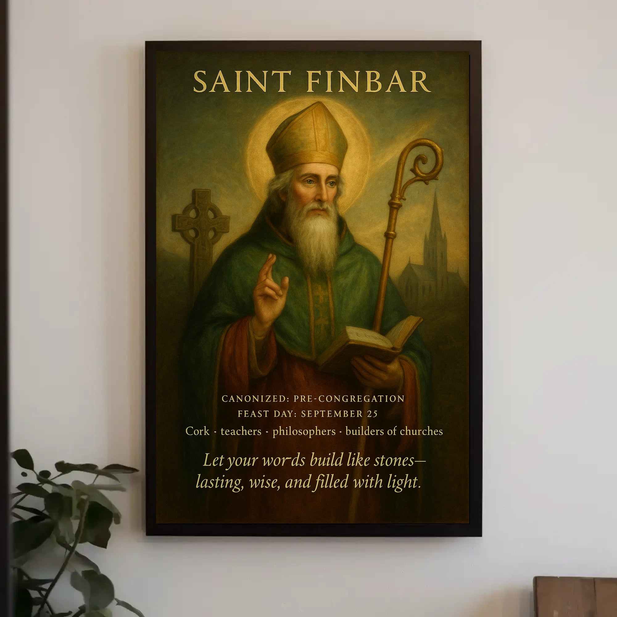 Saint Finbar Vintage Art Religious Cultural or Heritage Poster