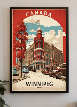 Vintage Winnipeg Landmark with Classic Cars Urban or Cityscape Poster
