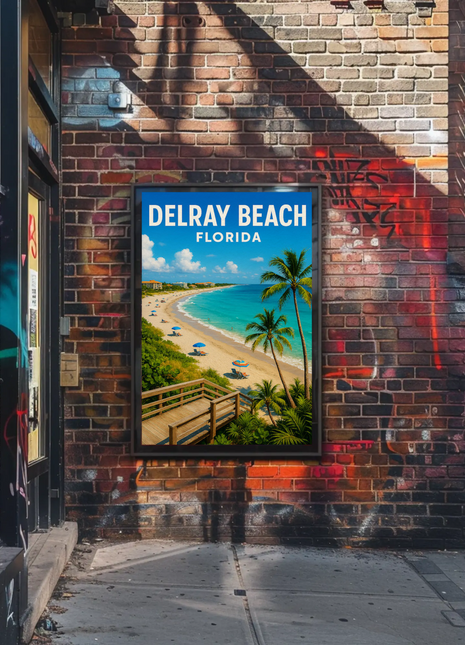Delray Beach Florida Boardwalk Ocean Palms Travel Poster