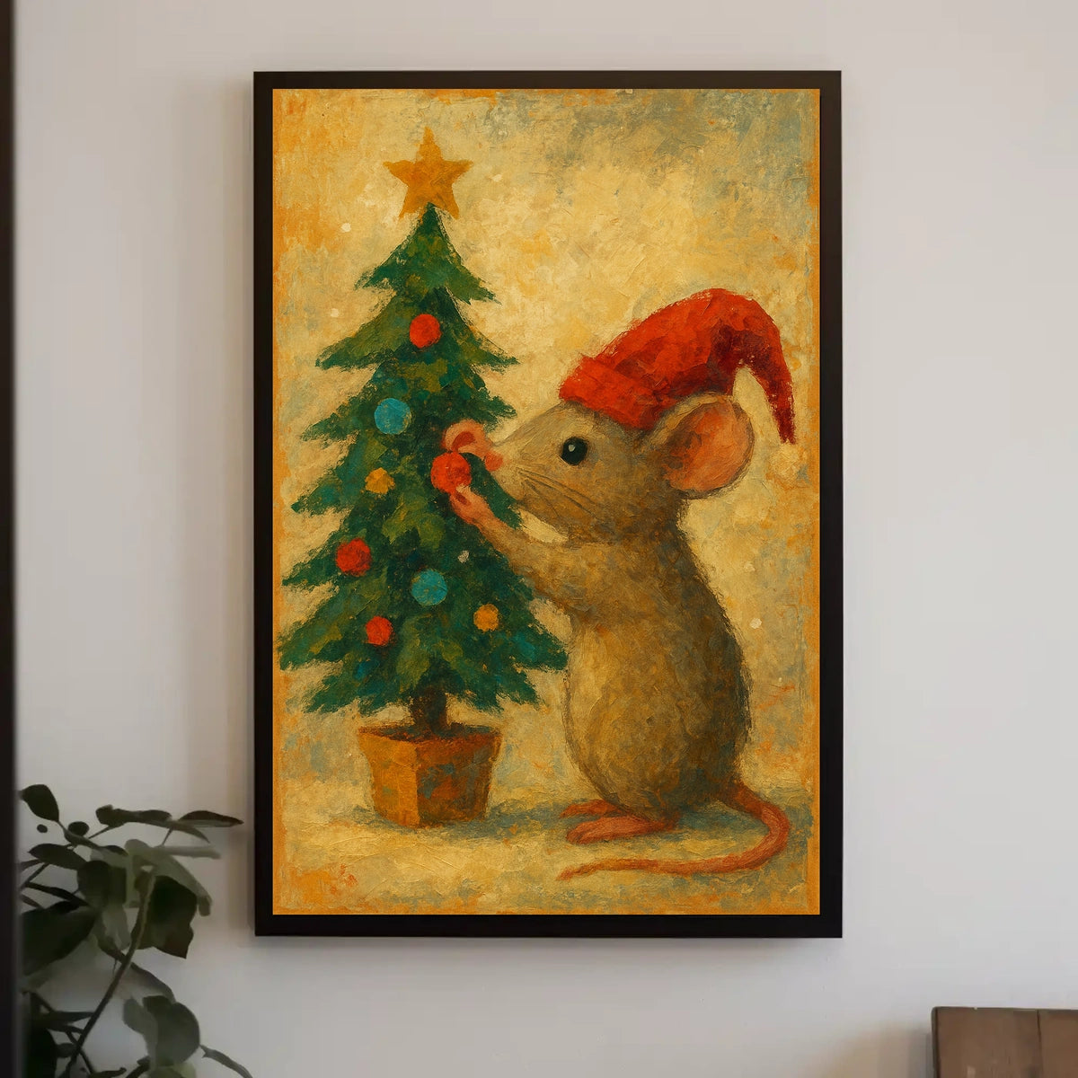 Holiday Mouse and Christmas Tree Poster