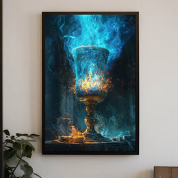 Mystical Chalice Fantasy Poster: Enchanting Fire Display PosterGoat